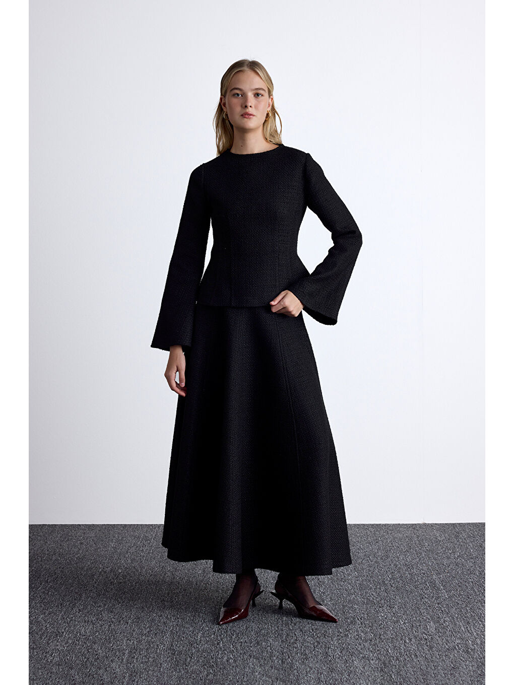 Volanlı Tüvit Etek Siyah-4