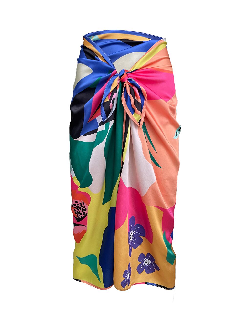 Mavi Elena Blue Flower Saten Pareo (İç Göstermez)