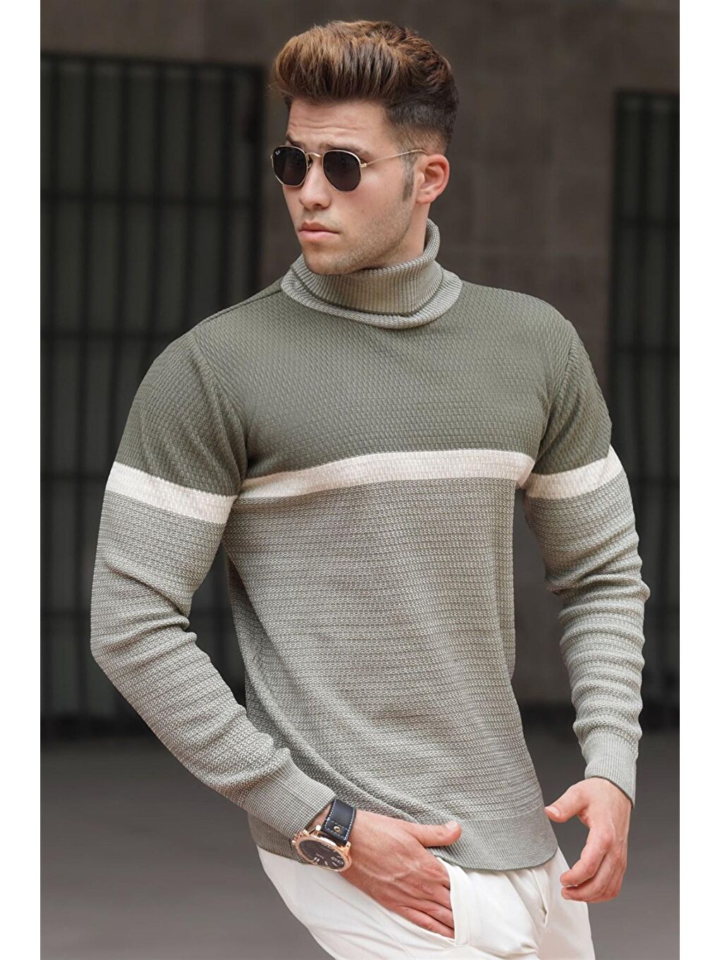 Haki Balıkçı Yaka Kazak 5149