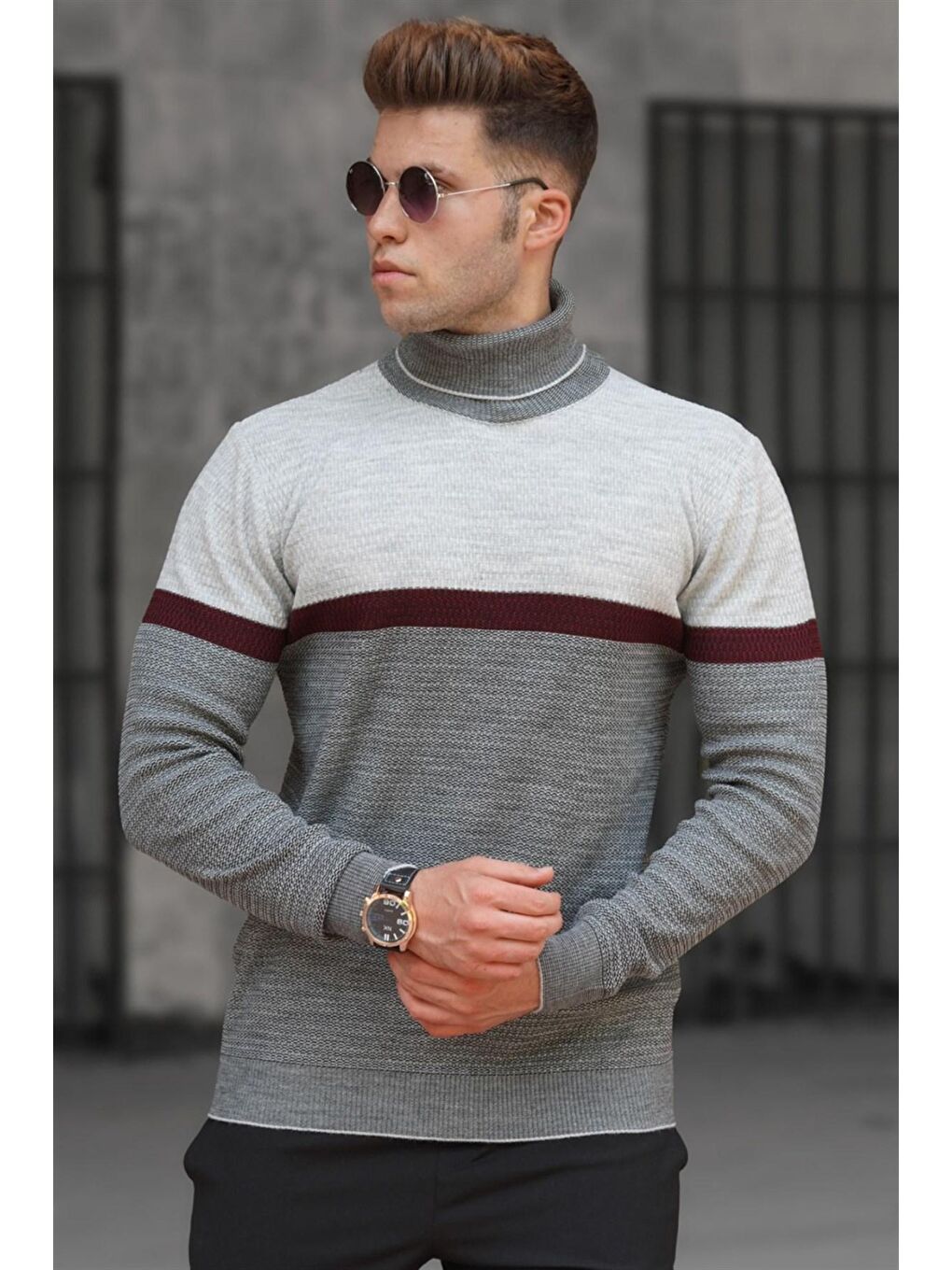 Gri Balıkçı Yaka Kazak 5149