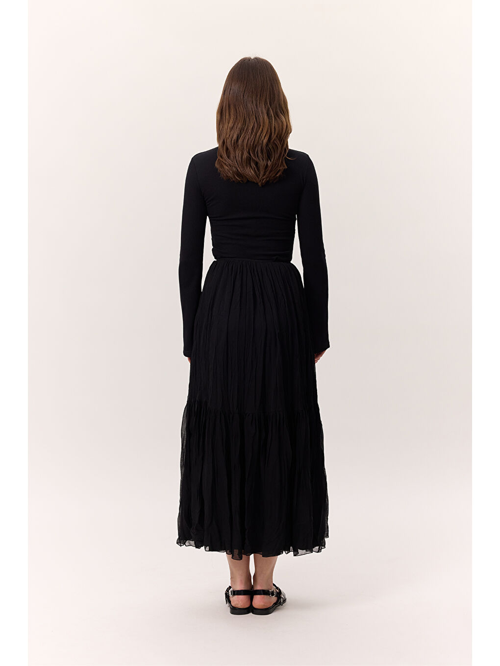 Crush Piliseli Uzun Etek Siyah-7