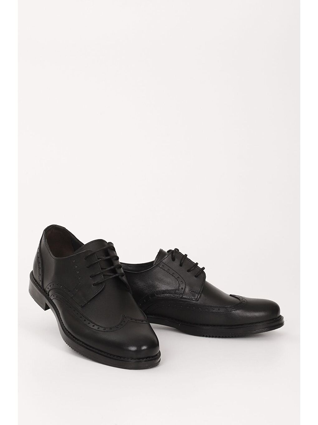 Siyah SİYAH  Hakiki Deri Yuvarlak Burun Bağcıklı Günlük Erkek Ayakkabı 01459