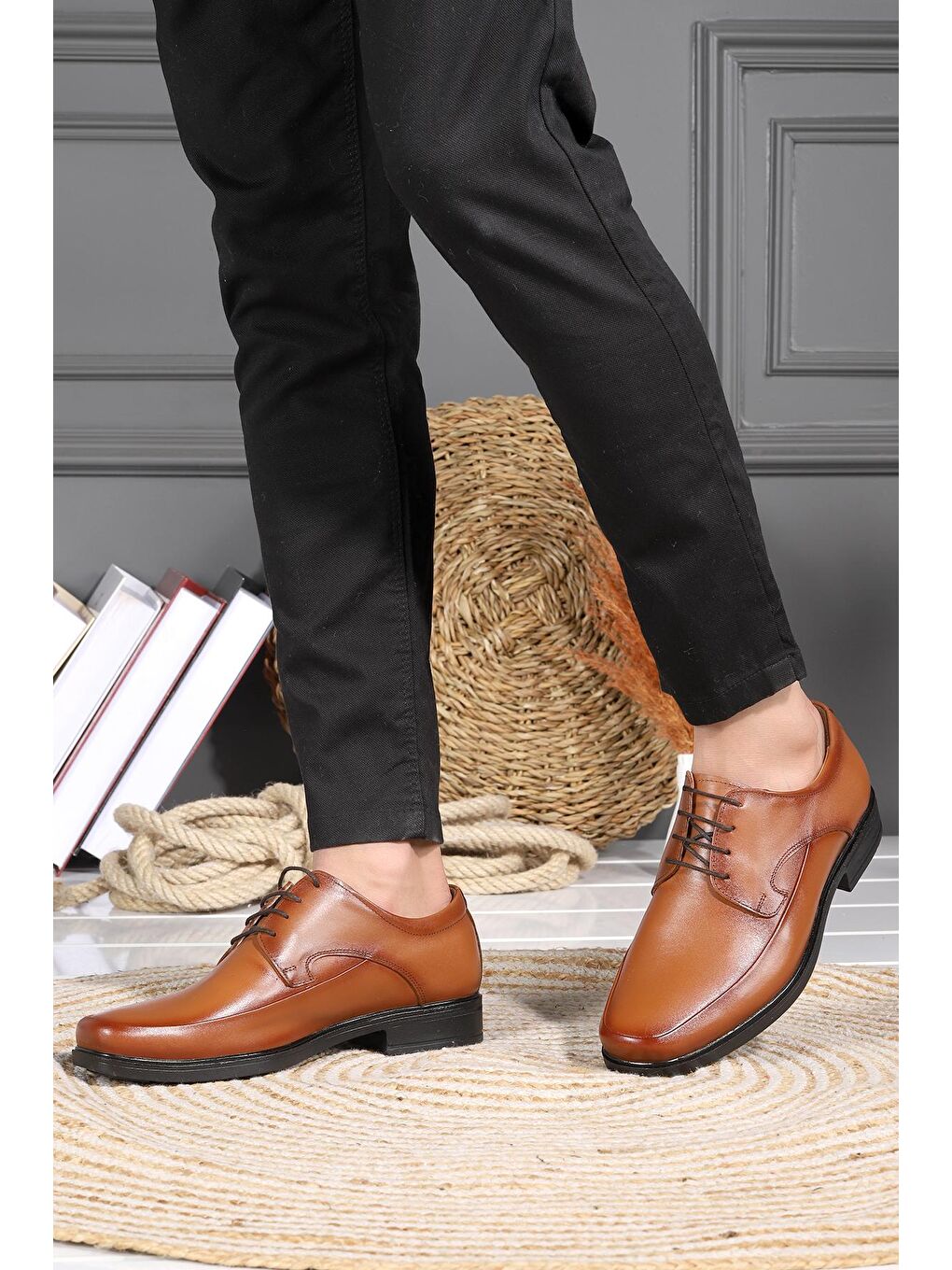 Kahverengi %100 Deri Kauçuk Taban Erkek Comfort Ayakkabı 1219 Rdw-1