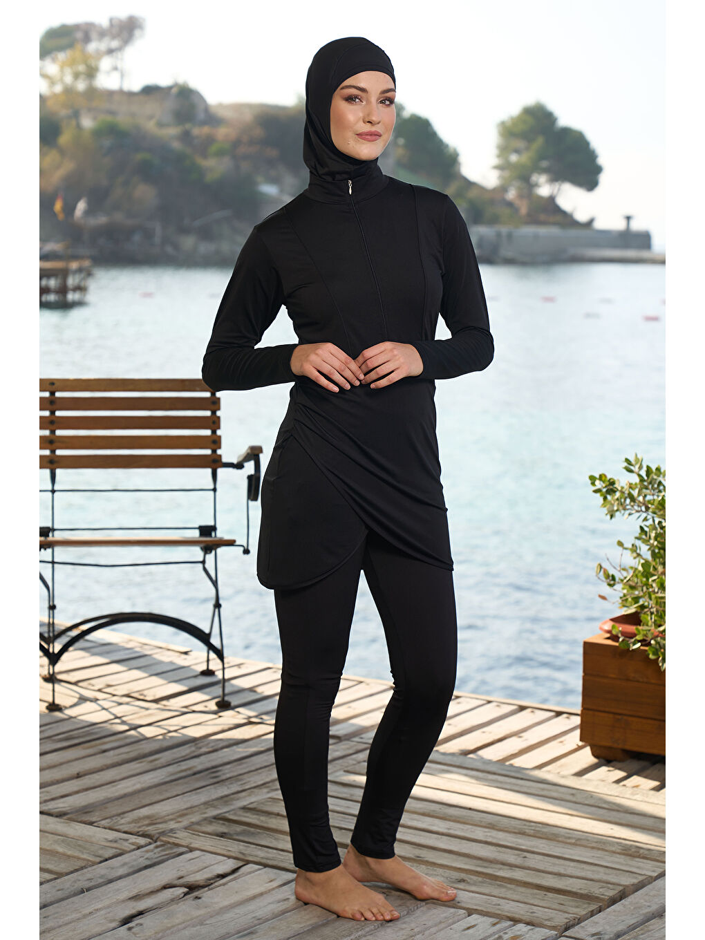 Elastanlı Tam Kapalı Tesettür Mayo 25955 Siyah-1