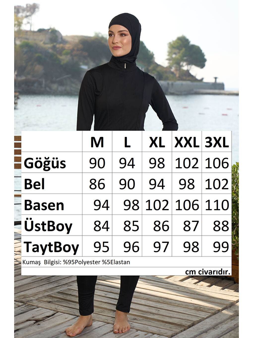 Elastanlı Tam Kapalı Tesettür Mayo 25955 Siyah-3