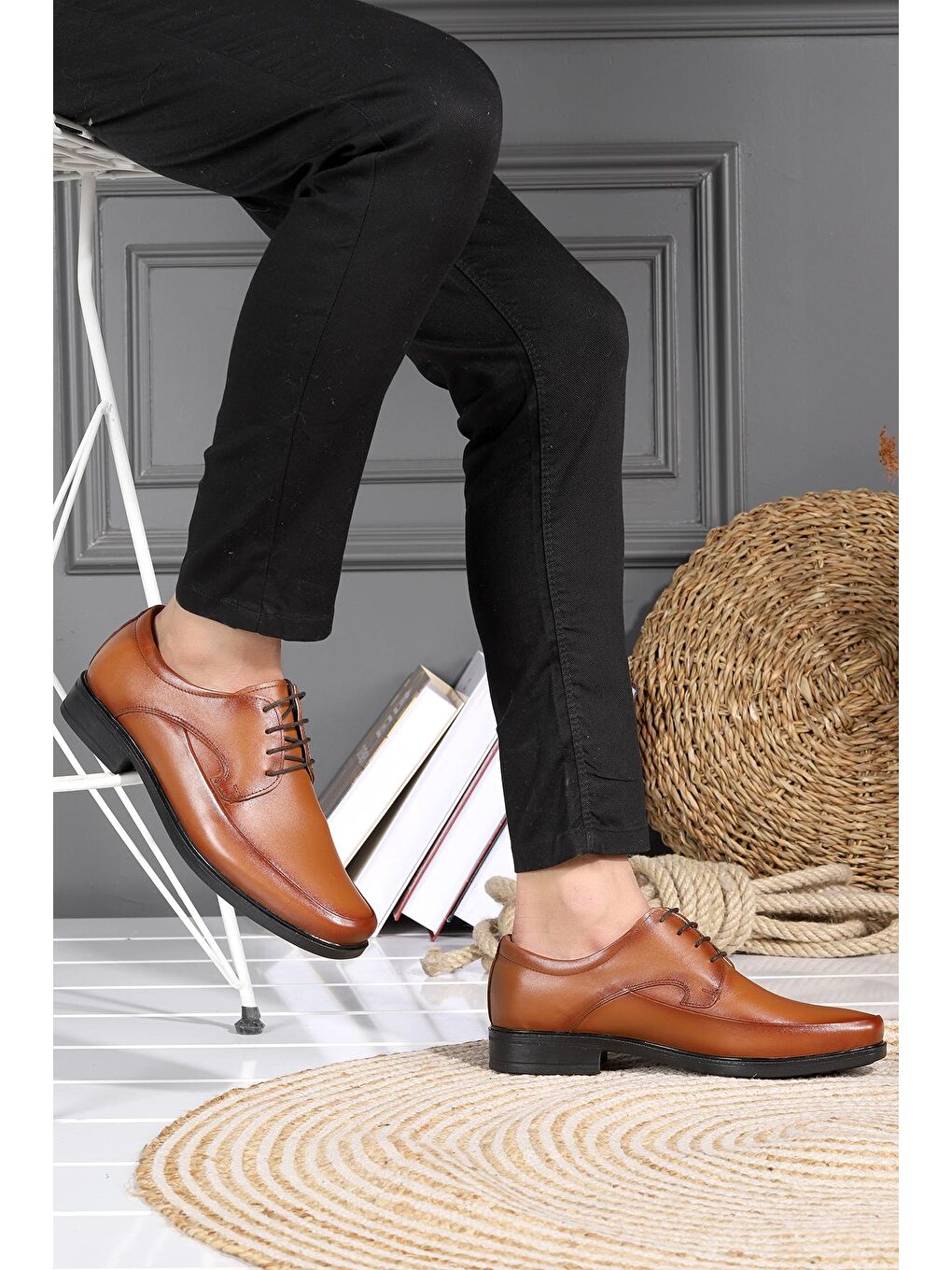 Kahverengi %100 Deri Kauçuk Taban Erkek Comfort Ayakkabı 1219 Rdw-2