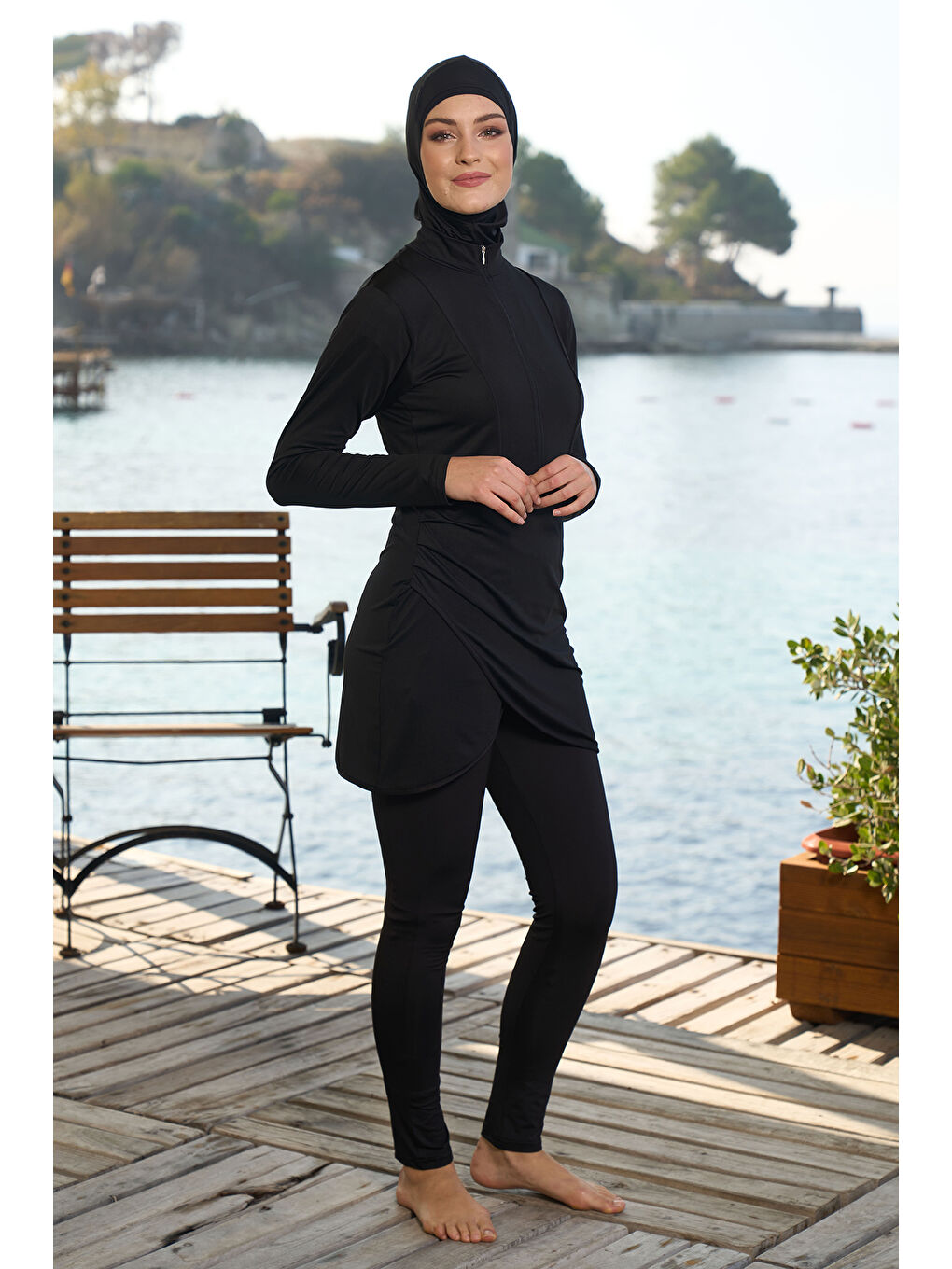 Elastanlı Tam Kapalı Tesettür Mayo 25955 Siyah-4