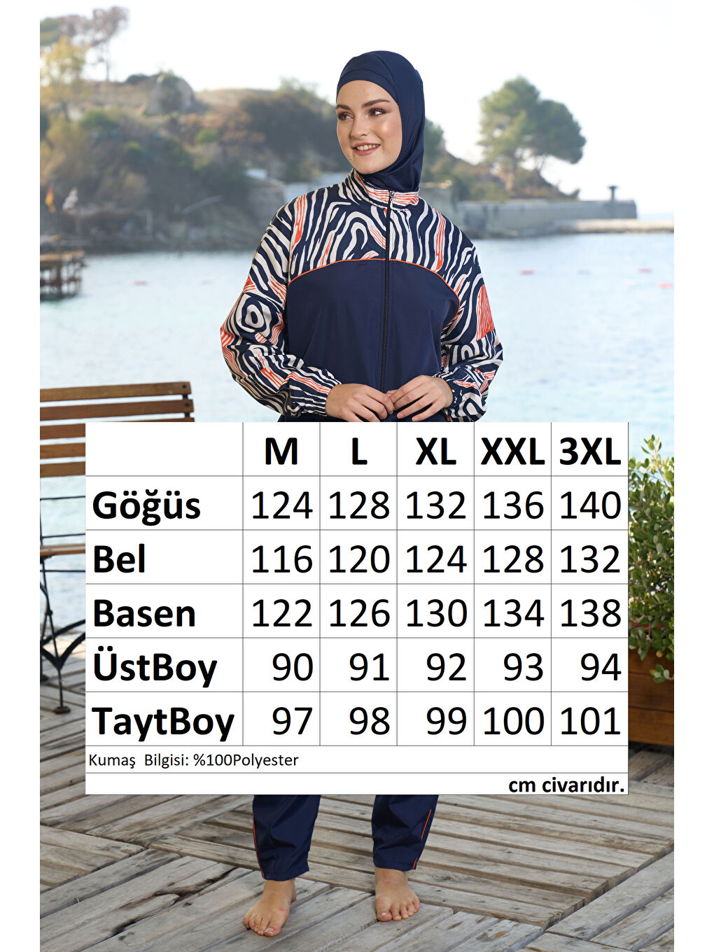 Paraşüt Tam Kapalı Tesettür Mayo 25962 Lacivert-3