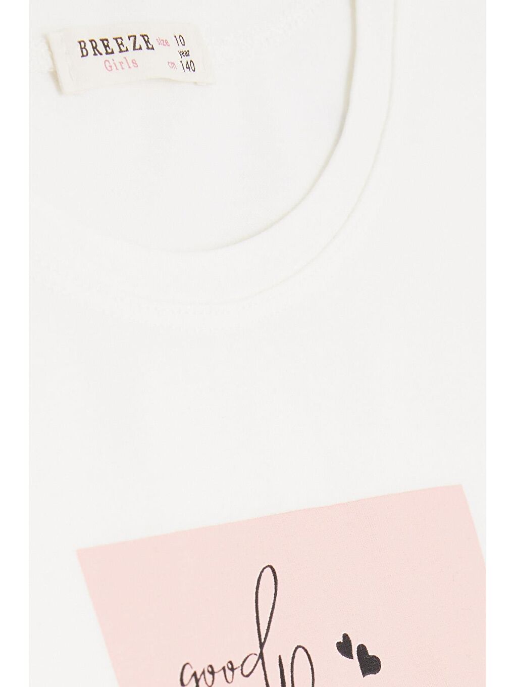 Kız Çocuk Crop Tişört Yazı Baskılı Yanları Yırtmaçlı Ekru (9-14 Yaş)-5