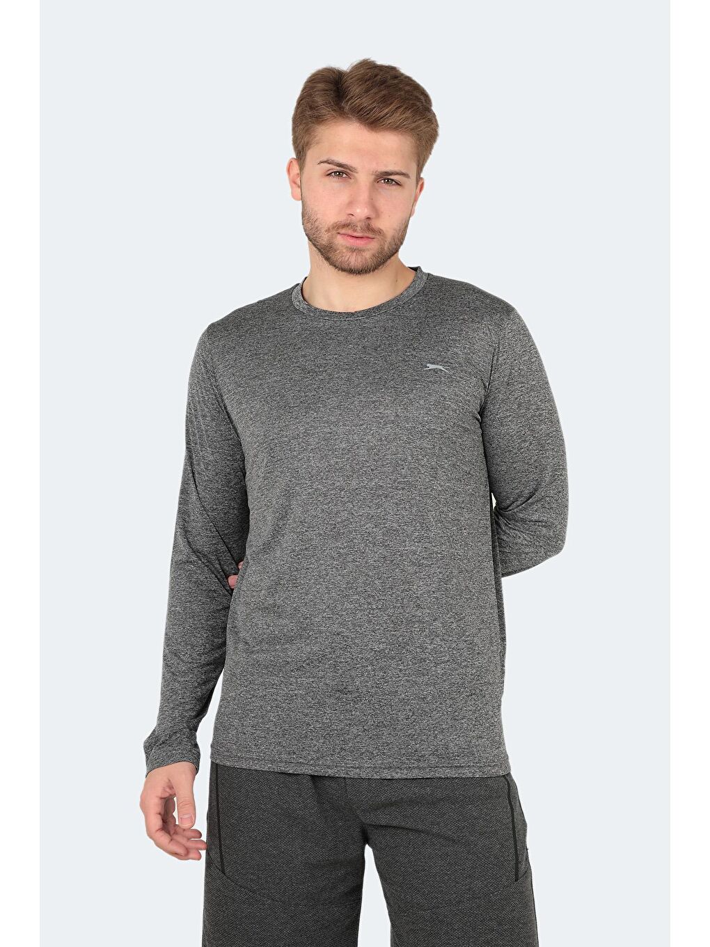 SLAZENGER RANALD Erkek Uzun Kol T-Shirt Beyaz / Gri