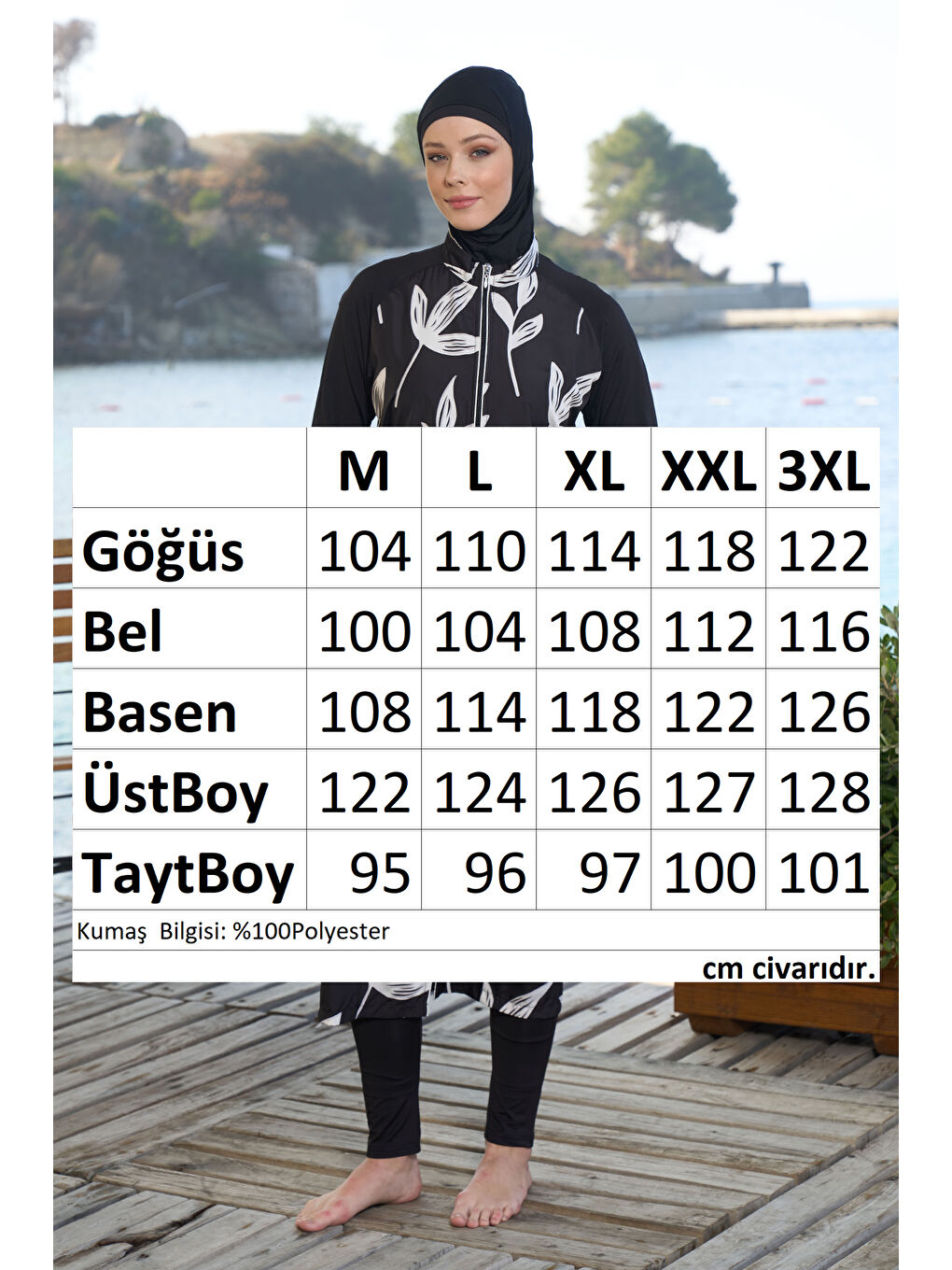 Uzun Tam Boy Tam Kapalı Tesettür Mayo 25980 Siyah-3