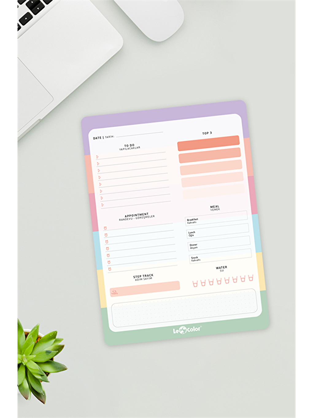 LE COLOR Karışık Günlük Planlayıcı Blok Pastel