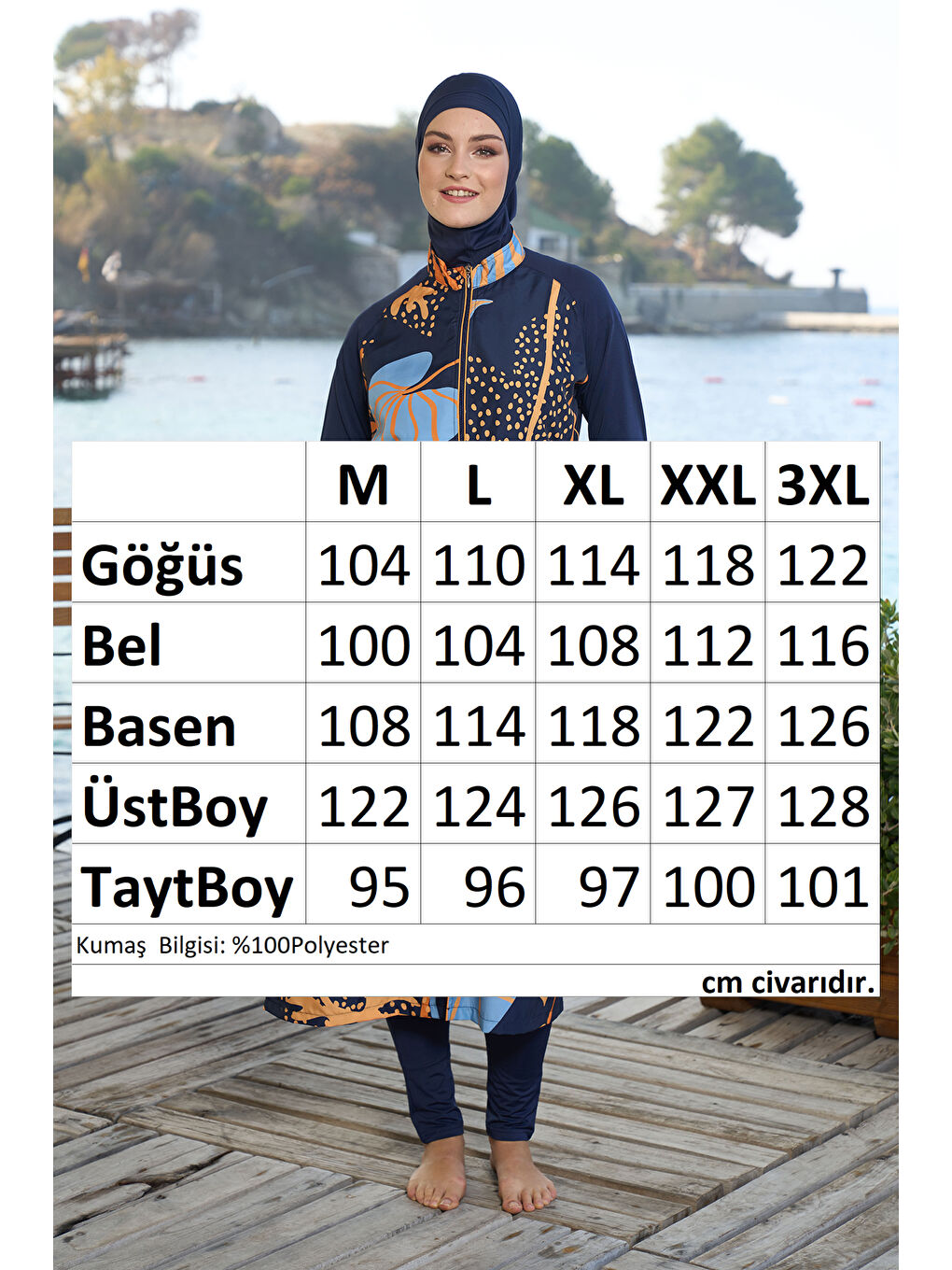 Uzun Tam Boy Tam Kapalı Tesettür Mayo 25981 Lacivert-3