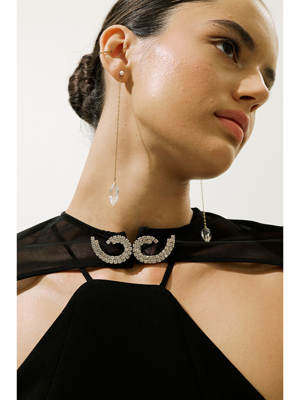 Frances Pelerinli Abiye Elbise Siyah-3