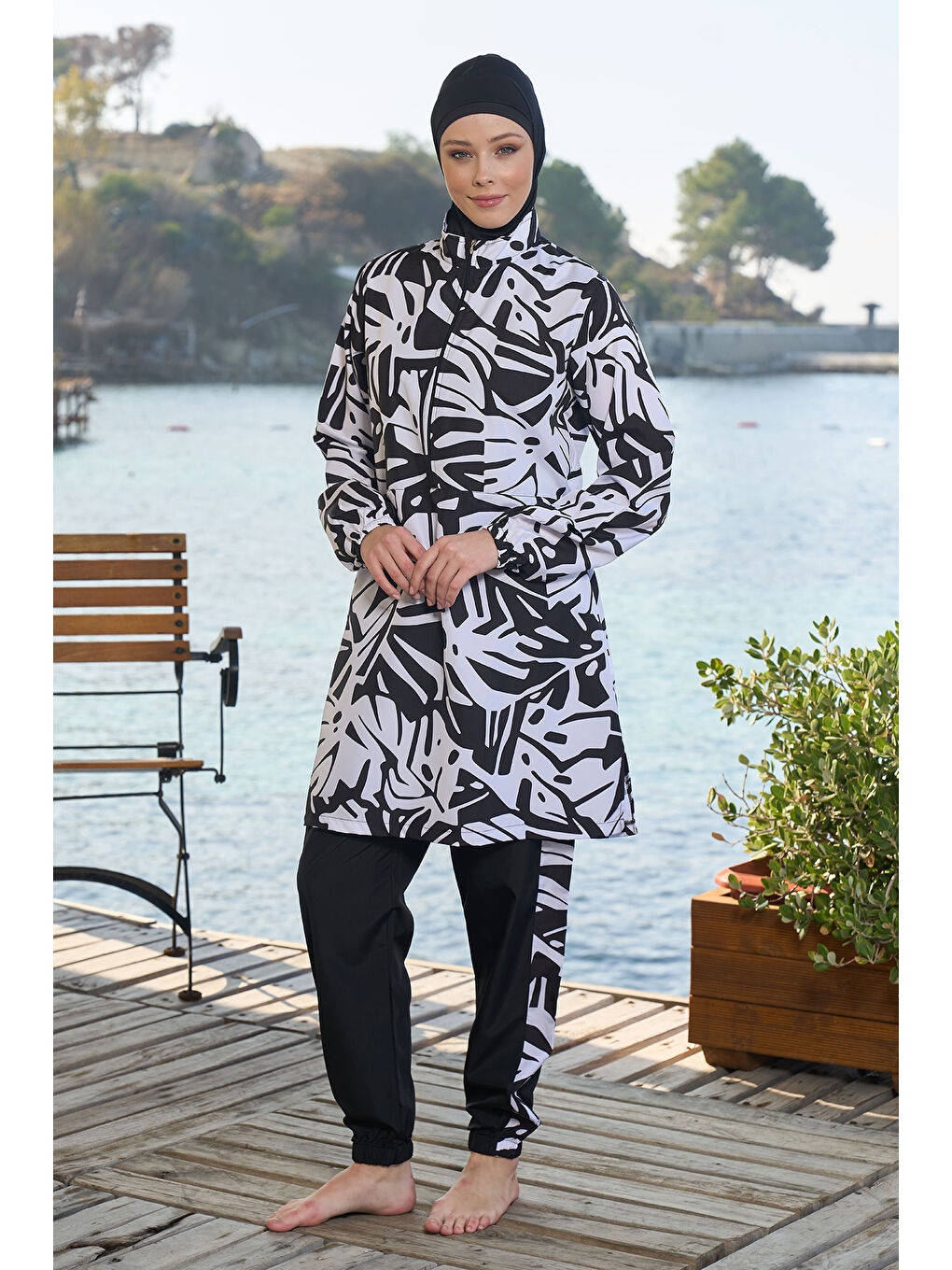 Paraşüt Tam Kapalı Tesettür Mayo 25965 Siyah-4