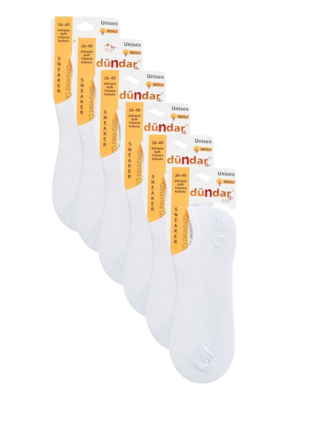 Beyaz Modal 6'lı Kadın Sneaker Çorap