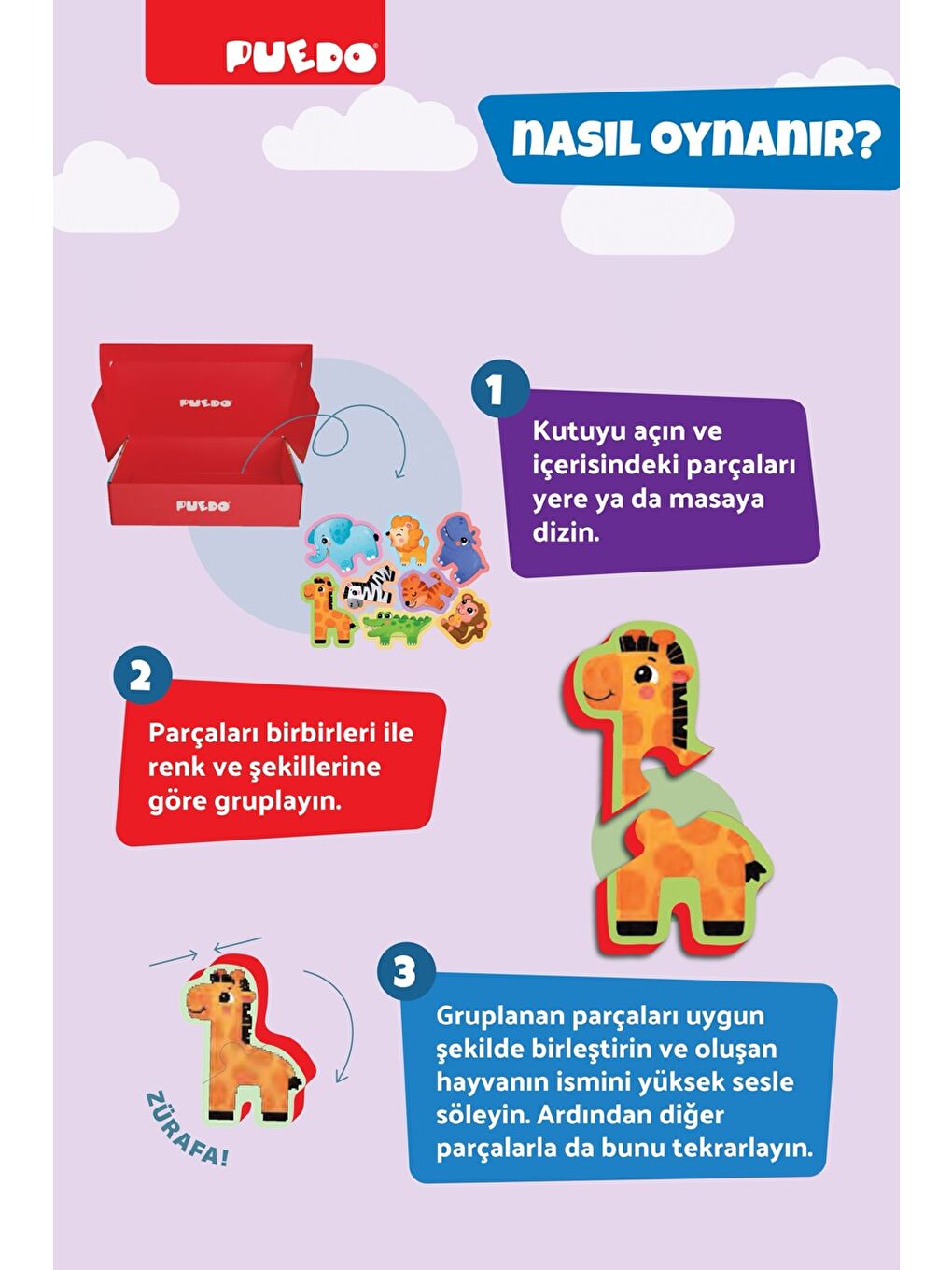 Puedo Ayakta Durabilen Bebek Puzzle - Safari - 3