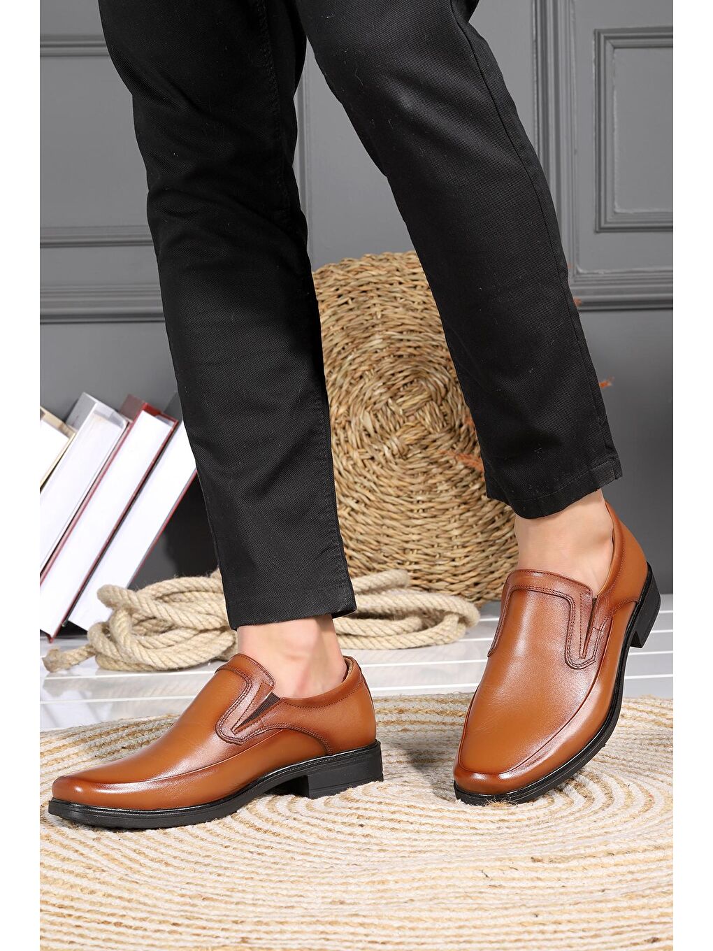 Kahverengi %100 Deri Kauçuk Taban Erkek Comfort Ayakkabı 1220 Rdw-1