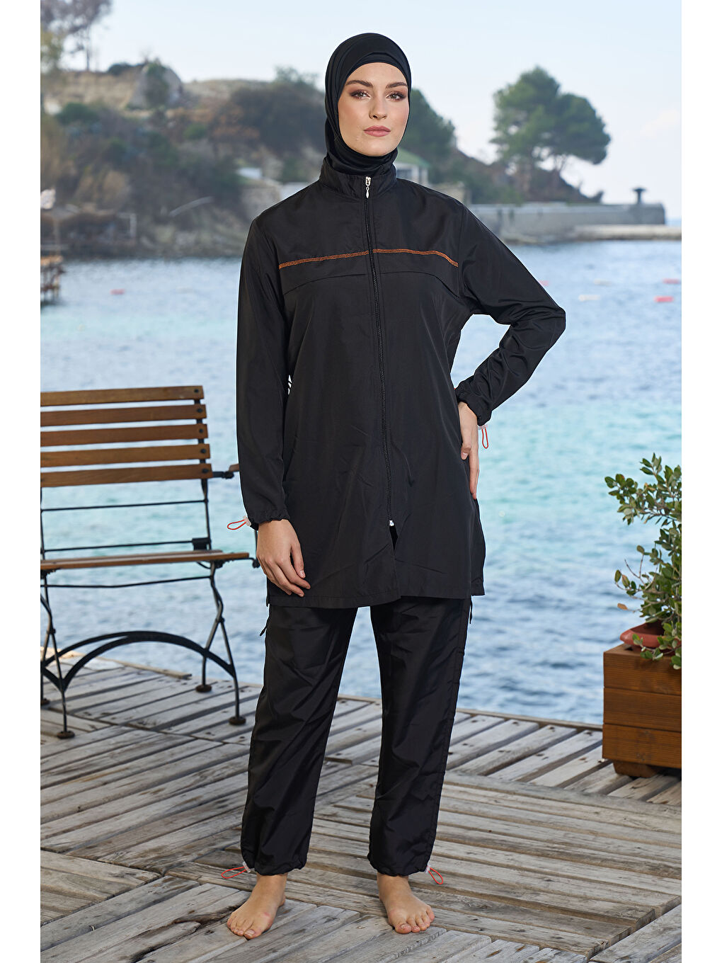 Paraşüt Tam Kapalı Tesettür Mayo 22995 Siyah-4