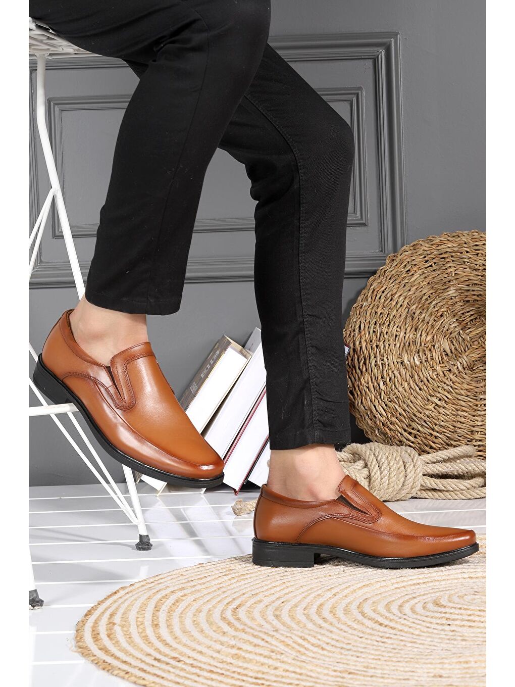 Kahverengi %100 Deri Kauçuk Taban Erkek Comfort Ayakkabı 1220 Rdw-2