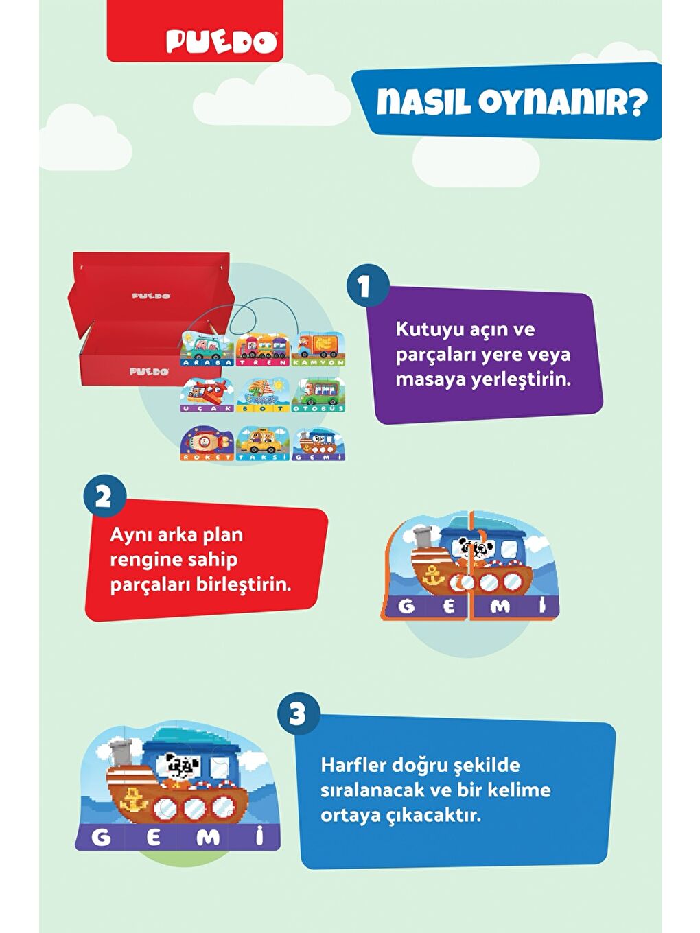 İlk Kelimelerim Puzzle - Araçlar-3