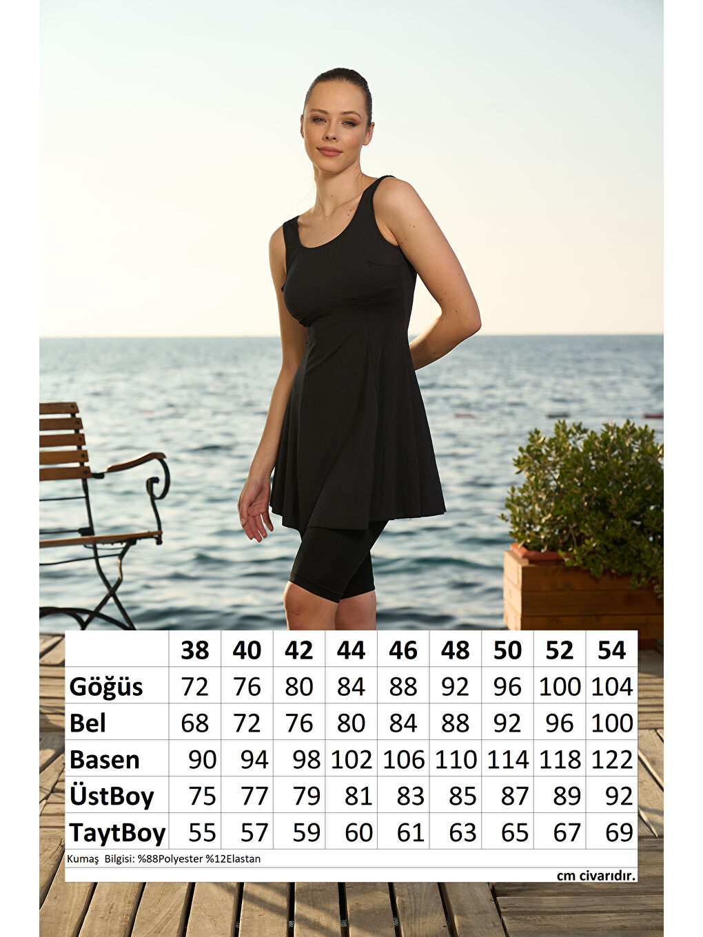 Taytlı Sıfır Kollu Mayo Yarı Kapalı Mayo 22600 Siyah-4