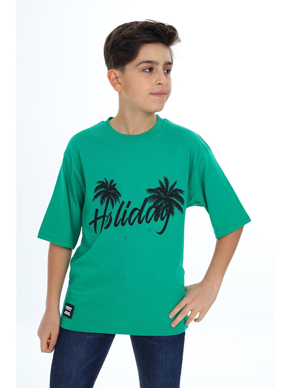 Yeşil Erkek Çocuk Holiday Baskılı T-Shirt 9-14 Yaş-2