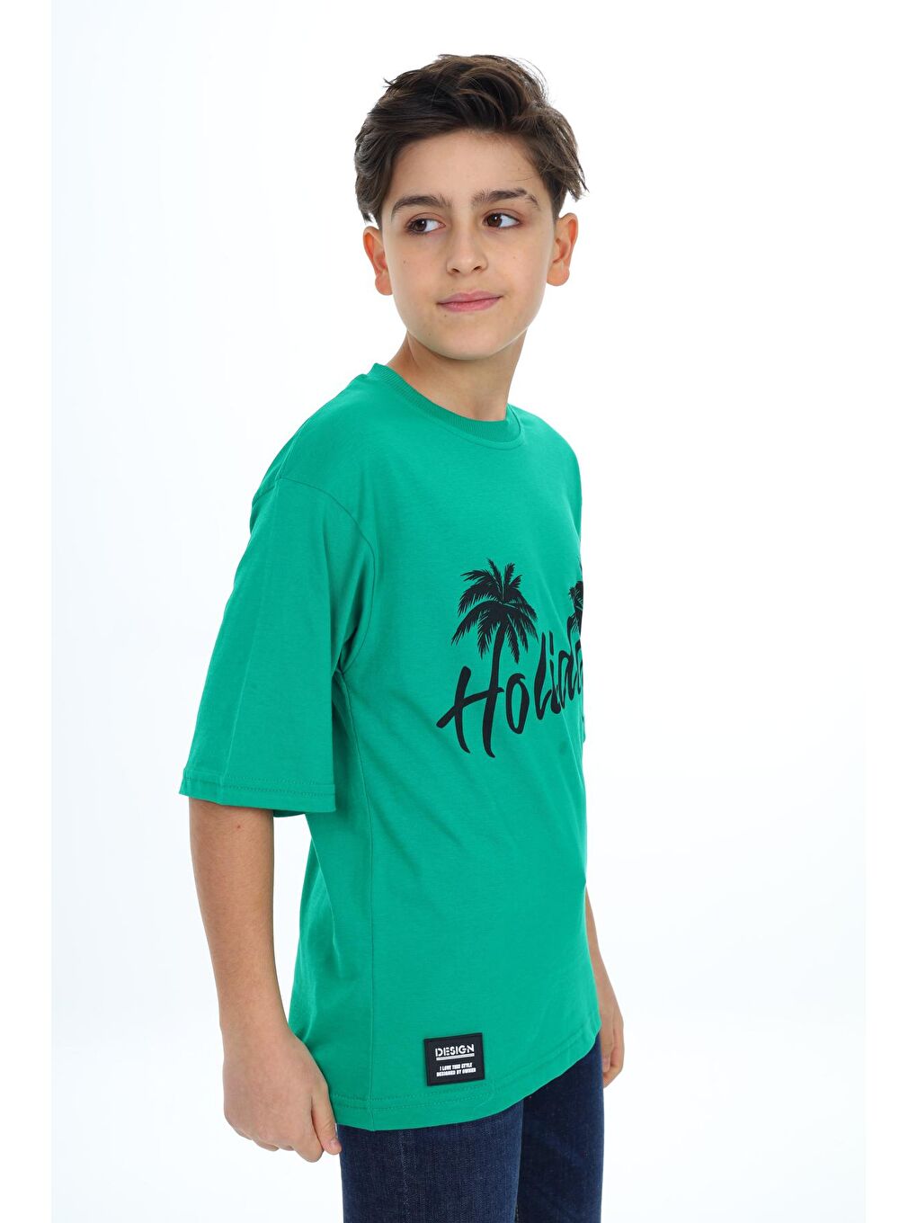 Yeşil Erkek Çocuk Holiday Baskılı T-Shirt 9-14 Yaş-3