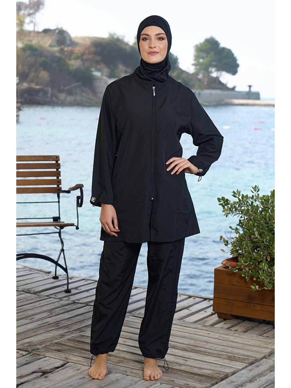 Paraşüt Tam Kapalı Tesettür Mayo 22990 Siyah-2
