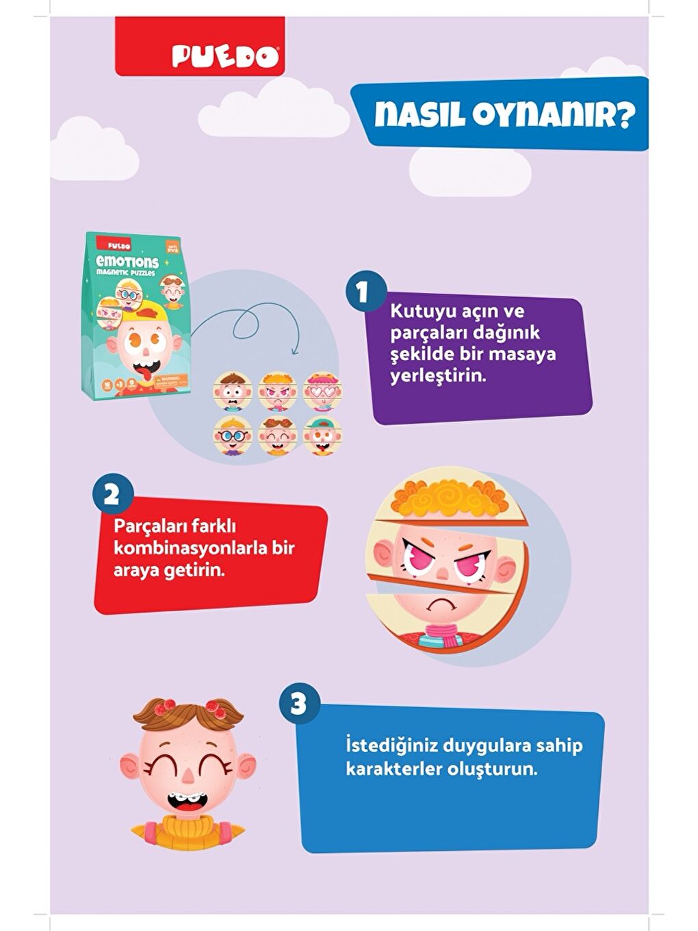 Puedo Manyetik Puzzle - Emotions (Duygular) - 5