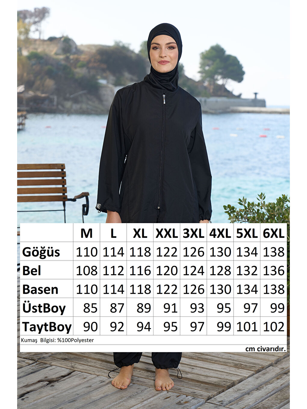 Paraşüt Tam Kapalı Tesettür Mayo 22990 Siyah-4