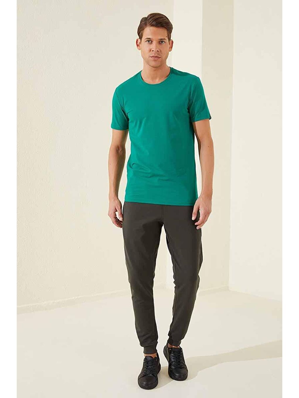 Haki Sports Yazı Baskılı Standart Kalıp Jogger Erkek Eşofman Alt - 84653