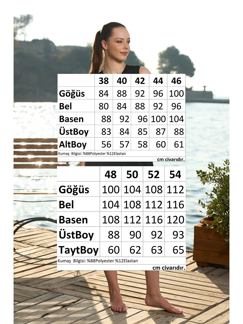 Sıfır Kollu Taytlı Yarı Kapalı Mayo 22701 Siyah-4