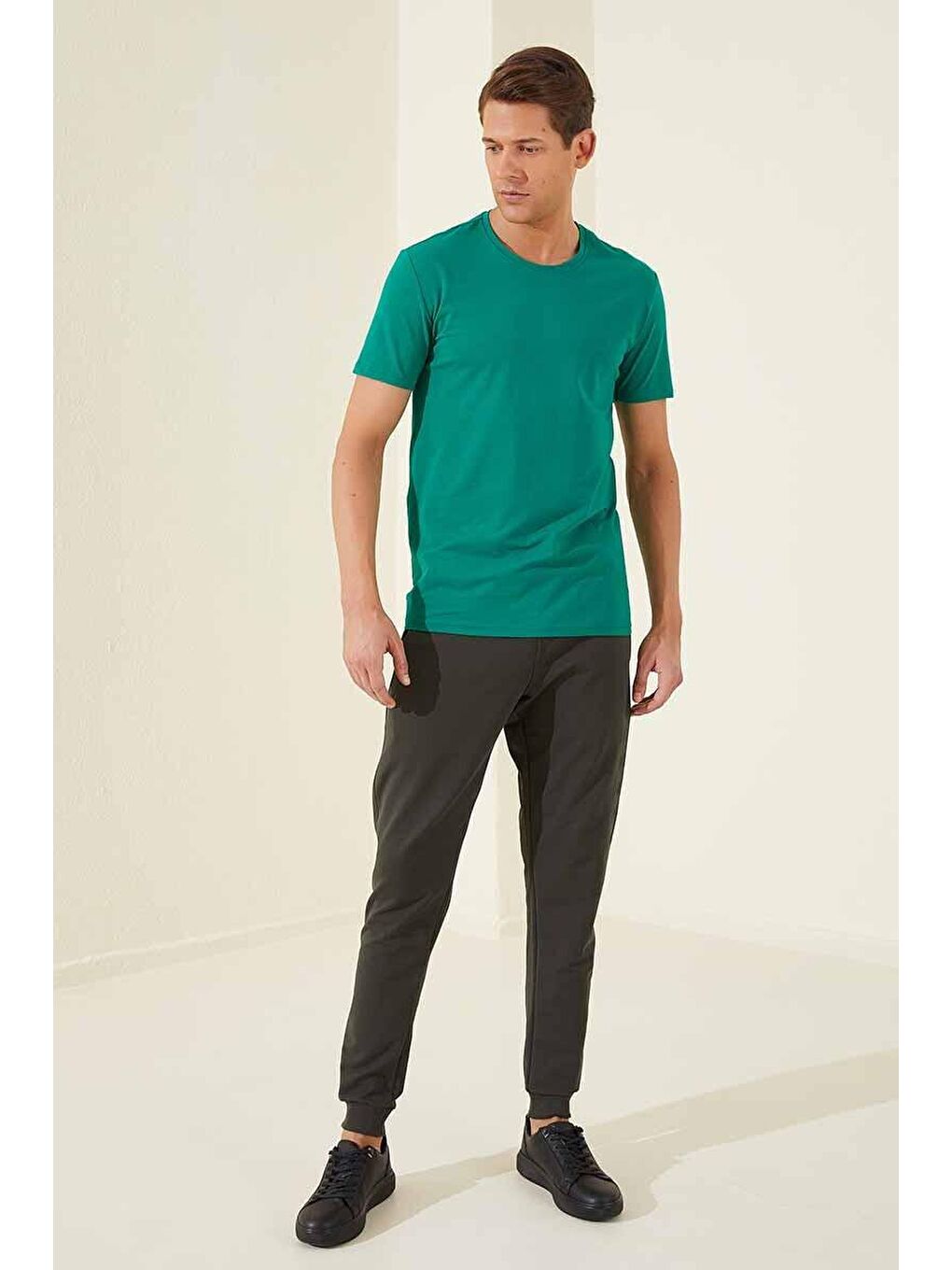 Haki Sports Yazı Baskılı Standart Kalıp Jogger Erkek Eşofman Alt - 84653-2