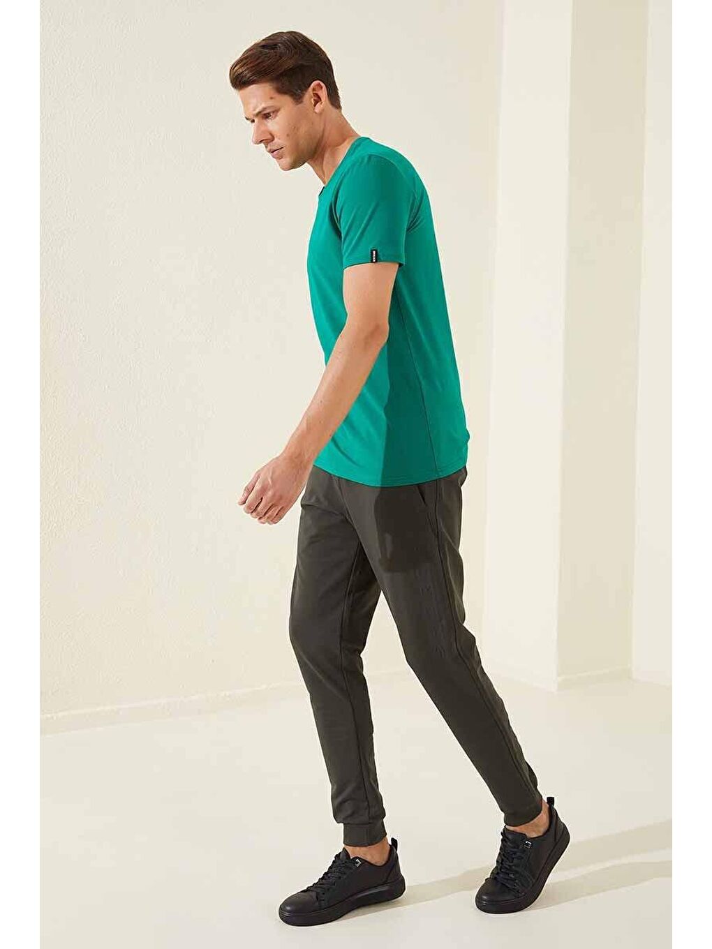 Haki Sports Yazı Baskılı Standart Kalıp Jogger Erkek Eşofman Alt - 84653-4