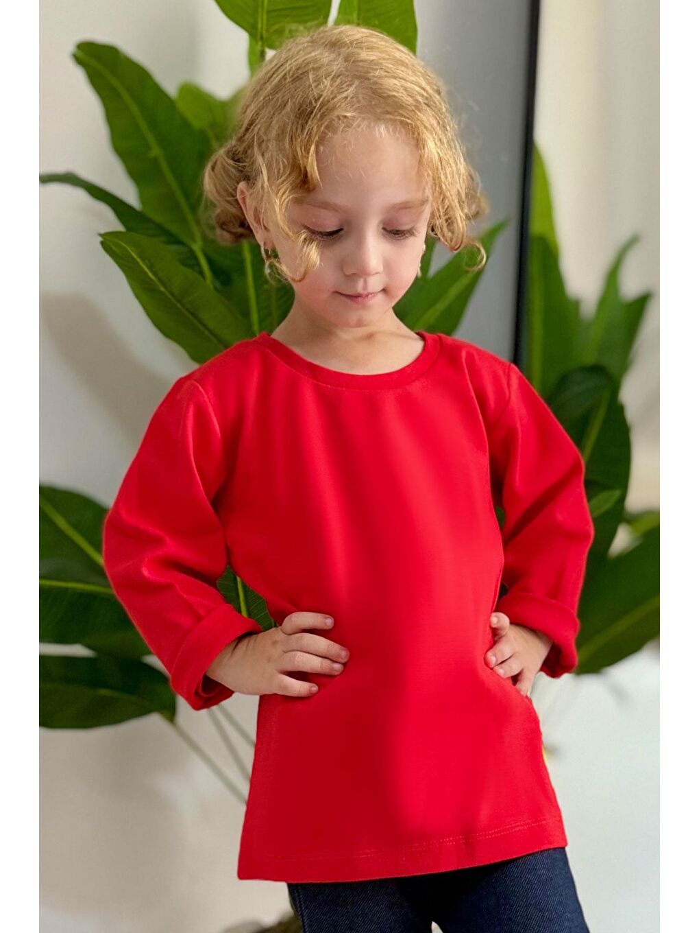 Kız Bebek Uzun Kollu Tişört Basic Kırmızı (9 Ay-1 Yaş)-1