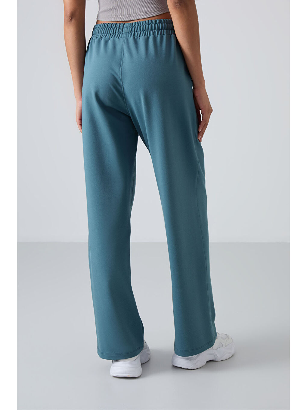 Orman Yeşili Yüksek Bel Cepli Rahat Form Geniş Paça Kadın Eşofman Alt - 94567-8