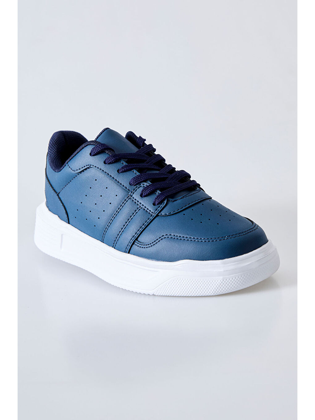 Lacivert Bağcıklı Delikli Suni Deri Erkek Spor Ayakkabı - 89125-4