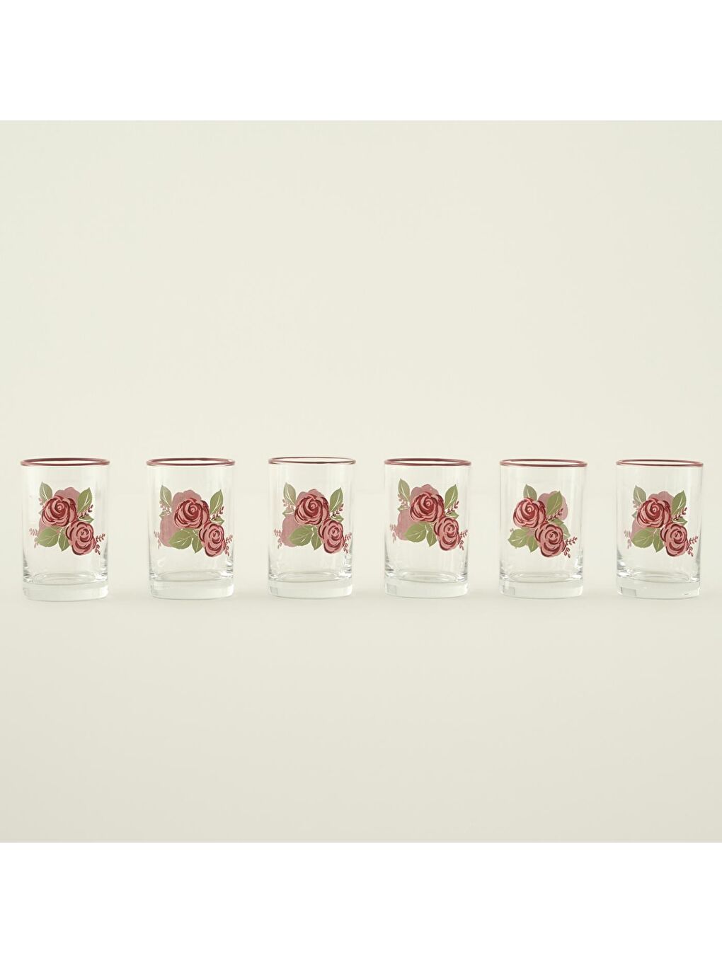 Karışık Rose 6'lı Kahve Yanı Su Bardağı (100 cc)