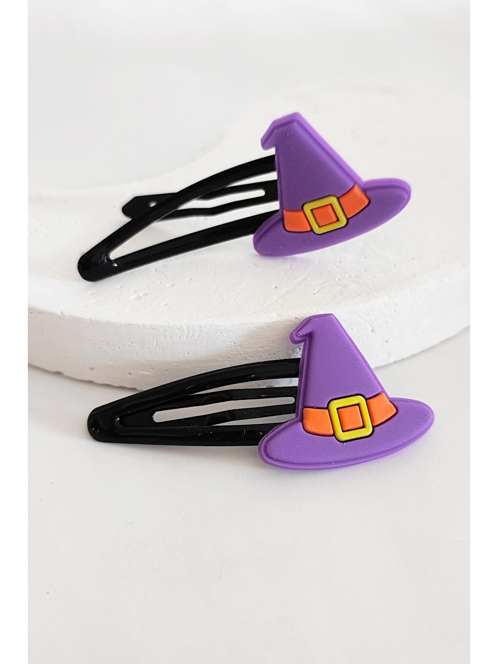 Mor Halloween Cadılar Bayramı Saç Tokası Pens 2'li Set-1