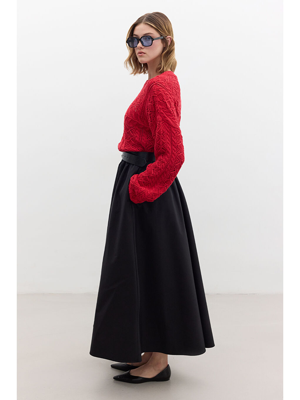 Ajurlu Triko Kazak Kırmızı-4