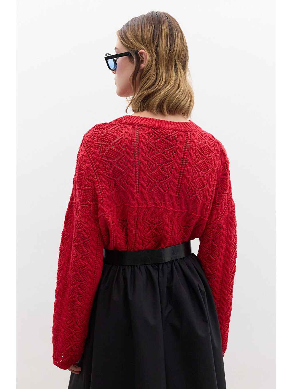 Ajurlu Triko Kazak Kırmızı-5