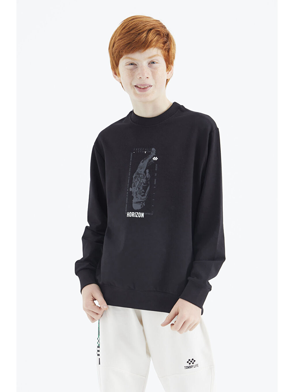 Siyah Baskılı Erkek Çocuk Sweatshirt - 11174