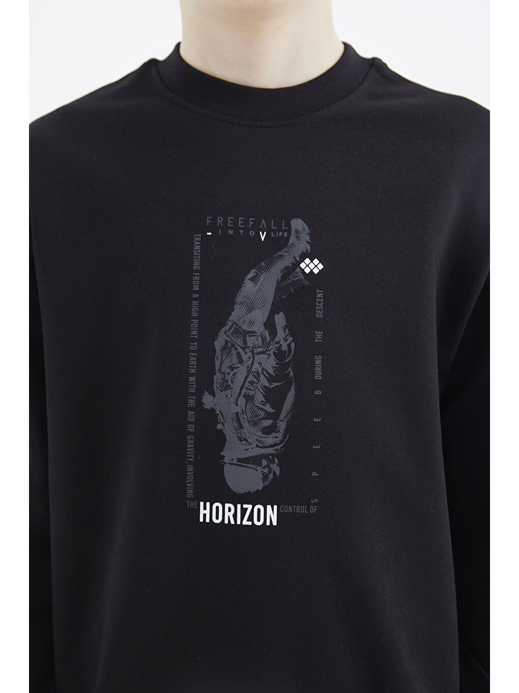 Siyah Baskılı Erkek Çocuk Sweatshirt - 11174-2