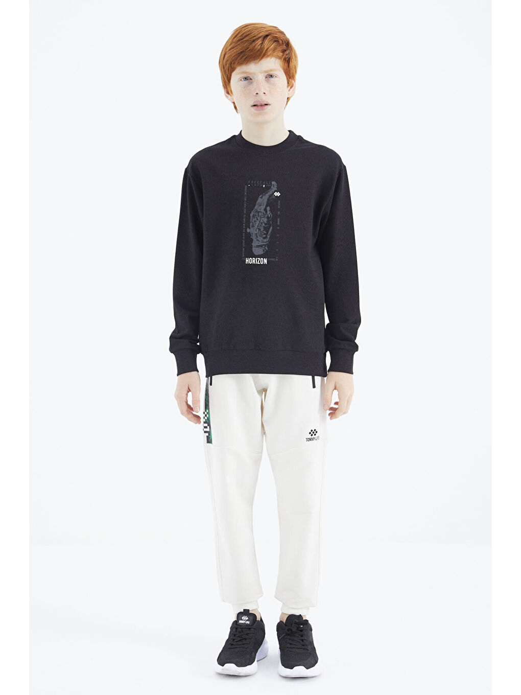 Siyah Baskılı Erkek Çocuk Sweatshirt - 11174-3
