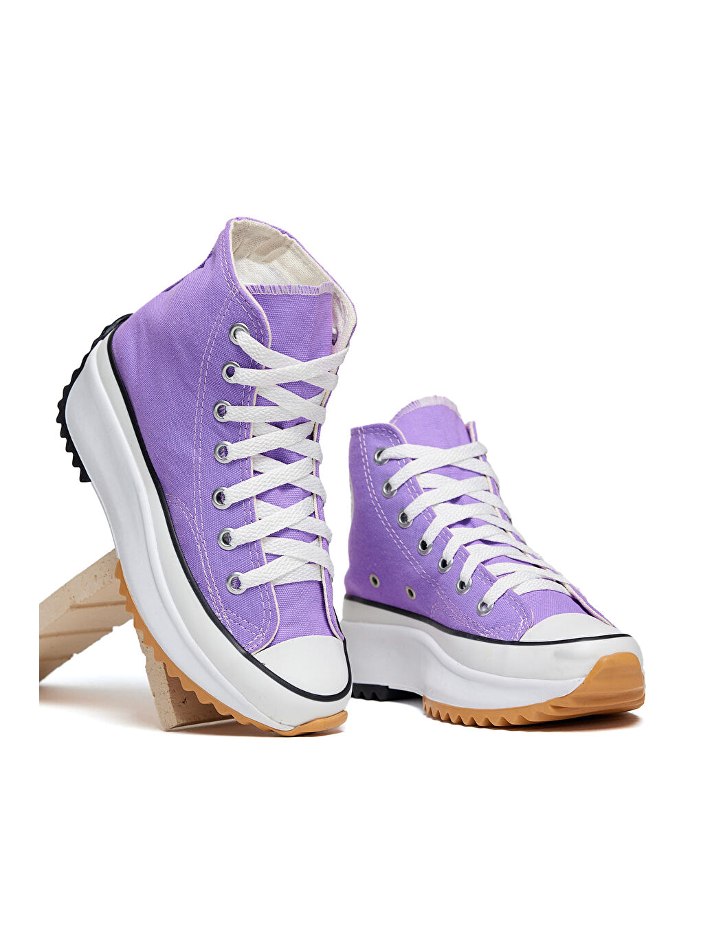 Unisex Lila Rahat Kalıp Bağcıklı Uzun Spor Ayakkabı-5