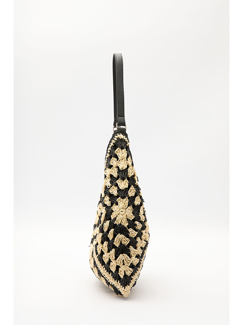 Desenli Hasır Kol Çantası Siyah-7