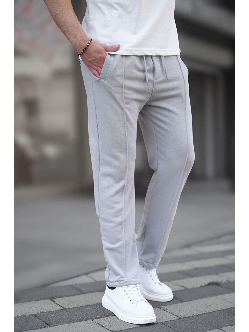 Boyalı Gri Açık Paça Erkek Eşofman Altı 6515-1