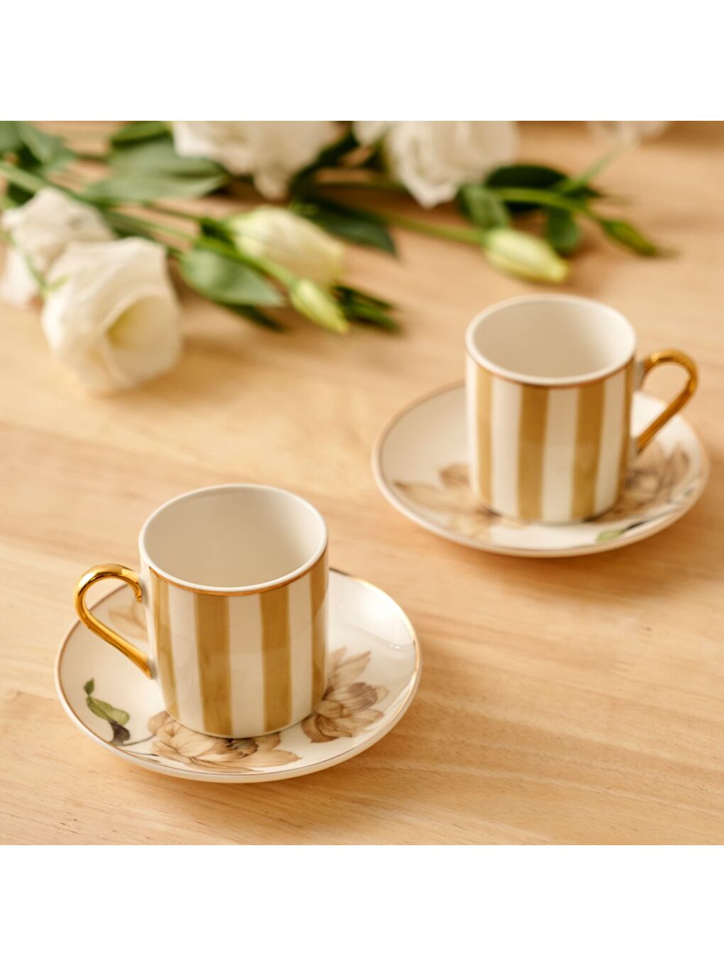 Blossom Porselen 2'li Kahve Fincanı Seti Bej (90 cc)-1