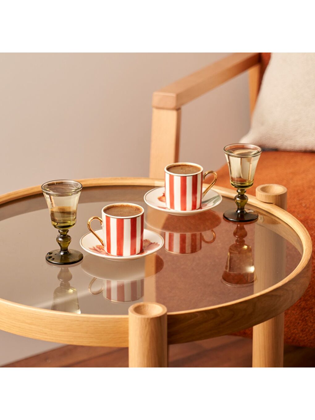 Blossom Porselen 2'li Kahve Fincanı Seti Kırmızı (90 cc)-1